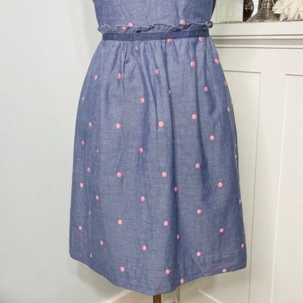 Ann Taylor Loft Chambray Embroidered Polka Dot Dress 4 Small NWT - Picture 4 of 10